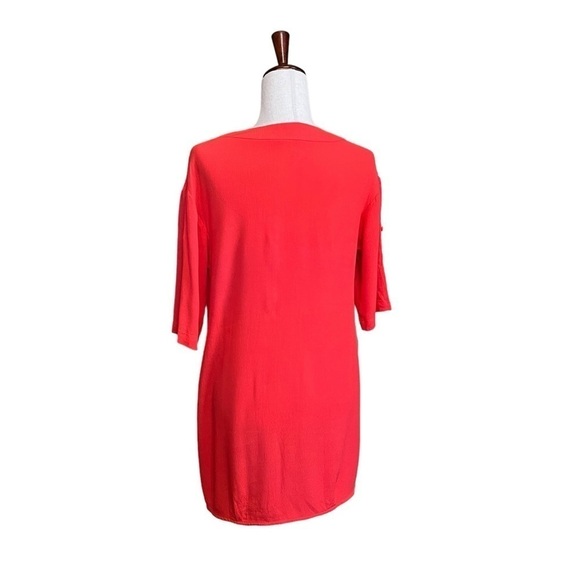 BCBGMaxAzria Rosetta Slip On Dress. 3/4 Sleeve V-Neck. Bright Poppy Size S #1367 - Picture 5 of 6